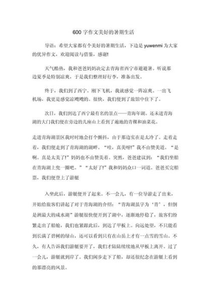 暑假作文600字初中怎么写_暑假作文600字初中范文-第3张图片-星辰妙记